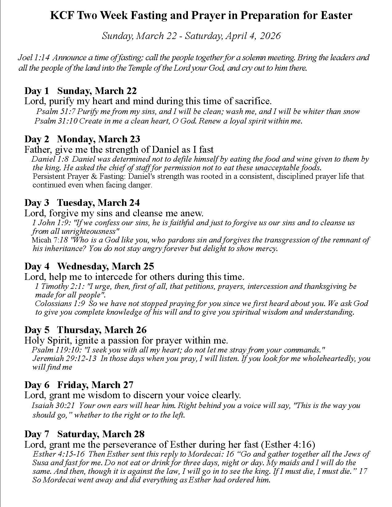 KCF 2-Week Fasting and Prayer | Katy Community Fellowship